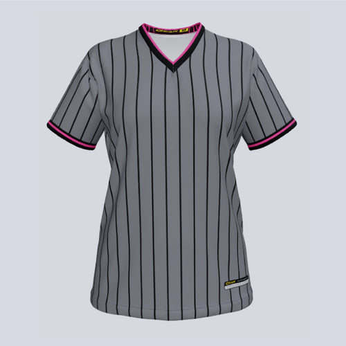 Ladies Thin Striped V-Neck Custom Jersey