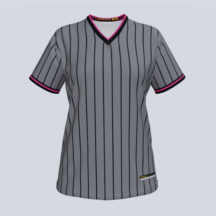 Ladies Thin Striped V-Neck Custom Jersey