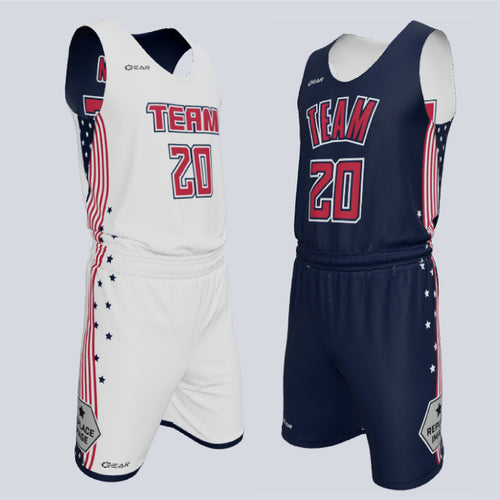 Custom Reversible Single-Ply Basketball American Uniform